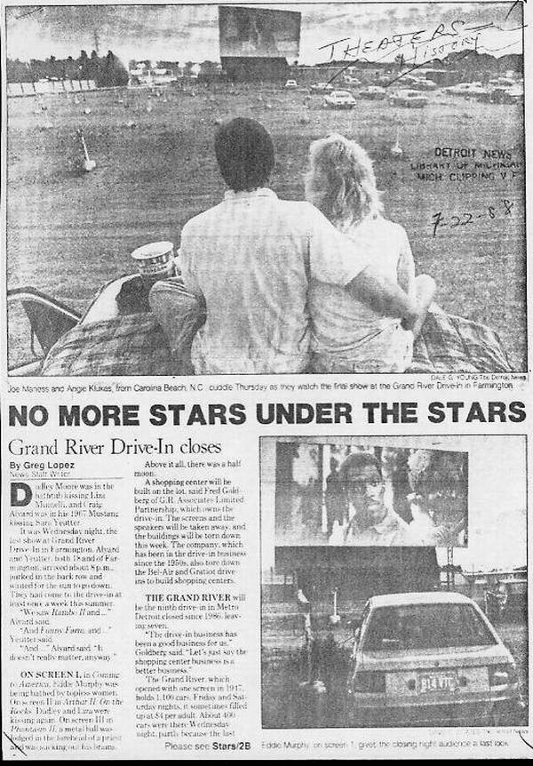 Grand River Drive-In Theatre - News Article 7-22-88